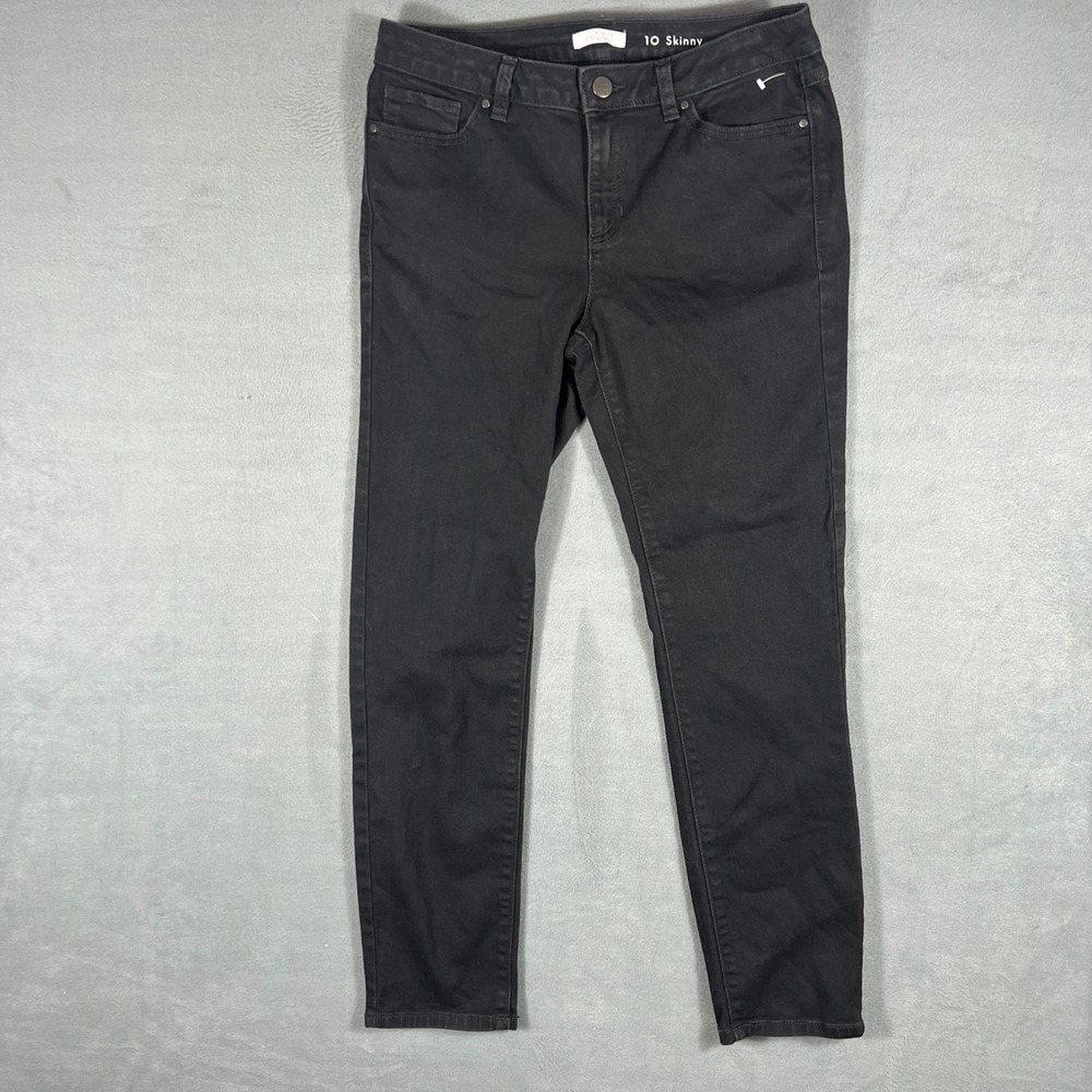 LC Lauren Conrad Womens Jeans 10 Black Solid Skinny Ankle Stretch Denim